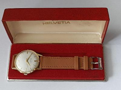 HELVETIA 18K zlaté staré pánské hodinky s původní krabičkou