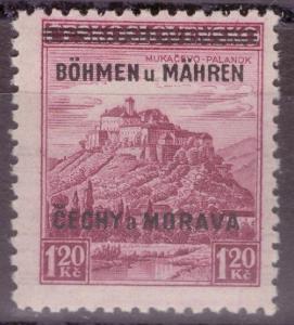 1939 (B+M) - Známka č. 11, vada "tečka" ZP33 (0938)