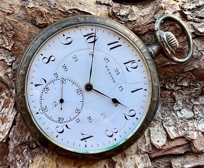 Stříbrné kapesní hodinky v tule - sign.: ZENITH