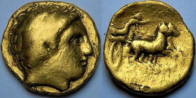 Zlatý statér KINGS OF MACEDONIA. PHILIP II, Macédoine c. 340-328p.n.l.
