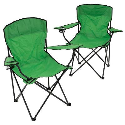 Sada 2 ks skládacích židlí – tmavě zelené 70282
