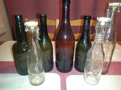 Staré Pivní láhve a sodovky (nápisem)