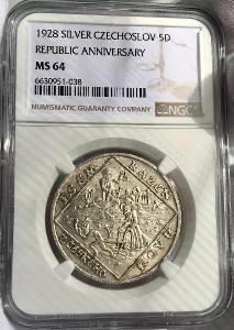 | MS64 | Ag Medaile Jsem ražen z českého kovu 1928 | NGC |