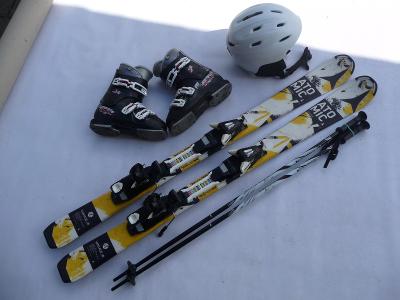 17.Dětské lyže ATOMIC -120cm + boty ALPINE 35eu +nova helma +nove hole