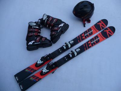 24.Dětské lyže ROSSIGNOL -120cm + boty NORDI 37eu + helma lyžařský set