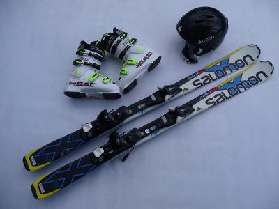 32.Juniorske lyže SALOMON - 130cm + boty HEAD 37eu +helma lyžařský set