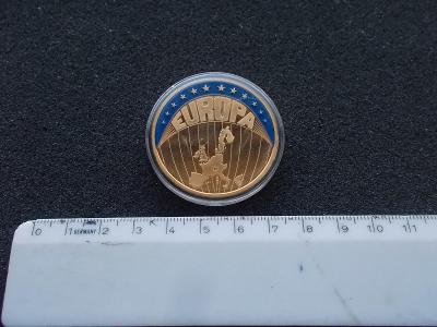 Bull ECU1998 mince pamětní plaketa Europa Unie barva zlatá modrá
