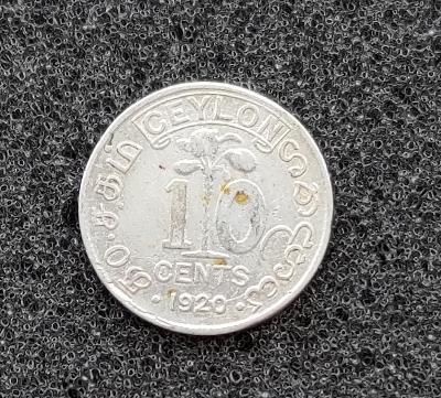 Cejlon 10 centů (Stříbro) 1920