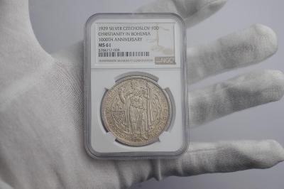 Stříbrná medaile ( velká ) 1929  Millenium svatého Václava NGC MS61