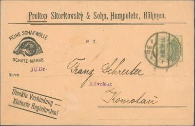 13B2438 Austria dopis Skorkovský Humpolec - JUDr. Schreiter Chomutov