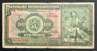 100 Koruna 1920, Nejvzácnější První Série A !!!