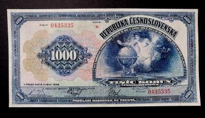 1000 korún 1932, neperforovaná, nádherný stav