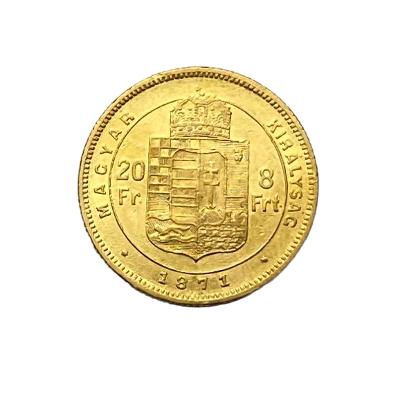 RU  FJI. zlatý 8 zlatník/ 20 frank 1871 K.B. Kremnica Vzácný!