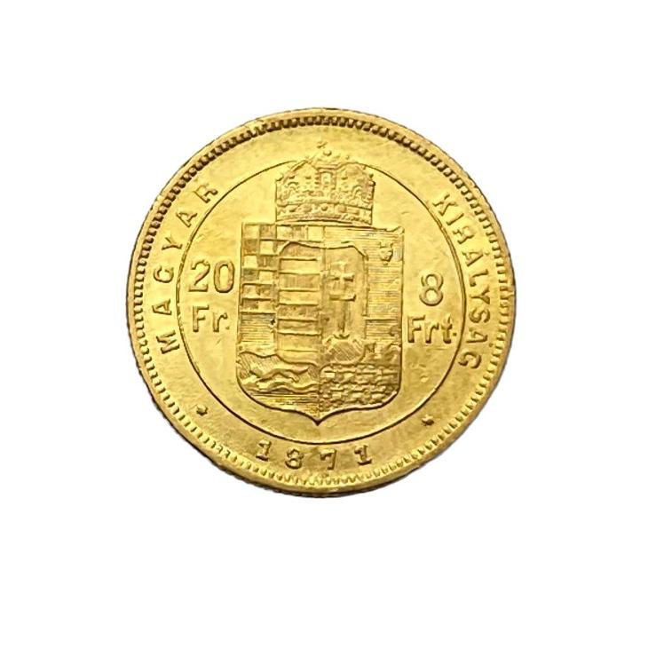 RU  FJI. zlatý 8 zlatník/ 20 frank 1871 K.B. Kremnica Vzácný! - Numismatika