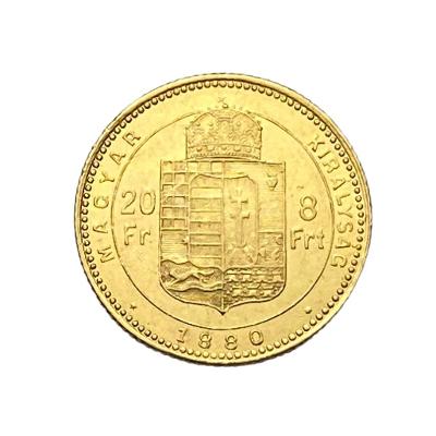 RU FJI. zlatý 8 zlatník/ 20 frank 1880 K.B. Kremnica nový portrét