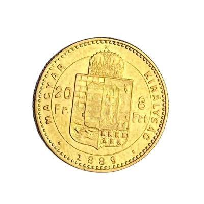 RU FJI. zlatý 8 zlatník/ 20 frank 1889 K.B. Kremnica nový portrét