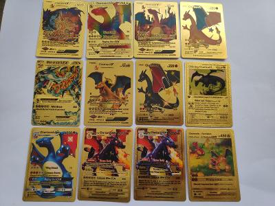 12 x zlatá karta Charizard Pokemon