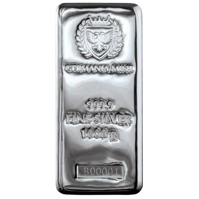Stříbrný investiční slitek 1 kg Germania Mint .9999 Ag hologram