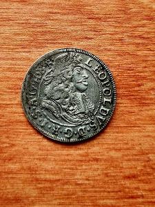 Stříbrný 3krejcar 1668,  Leopold I. Hall