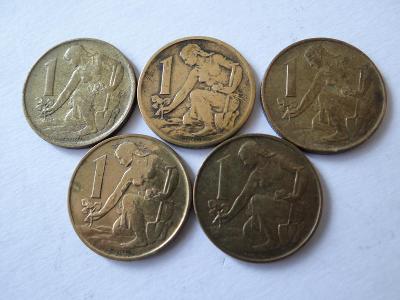 5x 1 Kč 1962, 1980, 1984, 1985, 1990