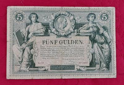 5 Gulden rok 1881 séria Gl 47,RU,TOP PONUKA- VEĽMI VZÁCNA-RR!!!!!!!!!