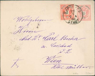 13B2565 Austria dofrankovaný celinový dopis R. Becher Vídeň zálepka R!