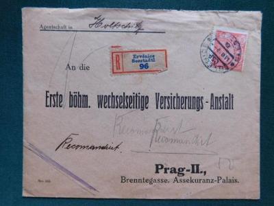 R-Dopis - 1922 - Ervěnice - Seestadtl - okres Most (Zaniklá Obec)Prag