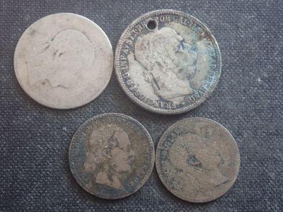Rakousko-Uhersko 4 stříbrné mince, oběhový stav