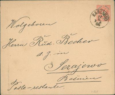 13B2640 Austria celinový dopis - R. Becher Sarajevo poste restante