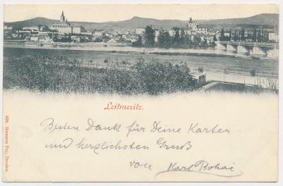 33 - Litoměřice, celkový pohled na město, prošlá poštou 1897