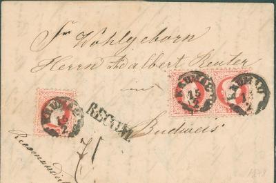 13B2660 Mimořádný R dopis Krumlov - Adalb. Reuter Budějovice, r. 1878