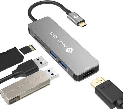 NOVOO USB -C Hub 5 in 1 Multiport Adapter, čtečka SD/mSD,HDMI,USB
