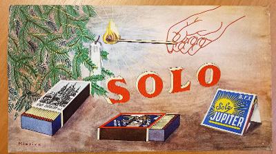 Plakát SOLO Mleziva, tisk.V Neubert a synové Praha  /32 x 18 cm/