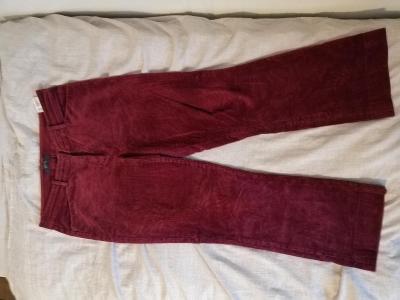 ESPRIT-Dámské menšestrové , vínově červené kalhoty,rovný střih, XS/34.