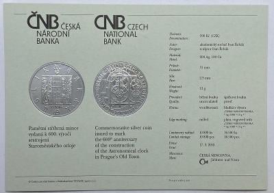 Certifikát k pamětní minci 600. výročí sestrojení orloje 2010