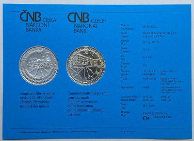 Certifikát k pamětní minci 100. výročí založení technického muzea