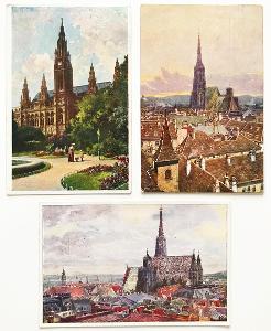 ! ! ! Starožitné Rakousko: 3 pohlednice Wien / Vídeň, rok 1916 ! ! !