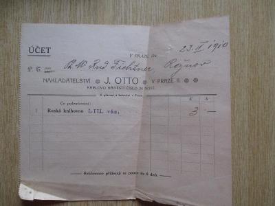 Účet za nákup knih Ruská knihovna v  Nakladatelství Otto v r. 1910
