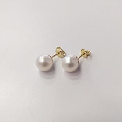 Náušnice zlaté s perlou 2,76 g Au (585/1000) Ev. č. 402