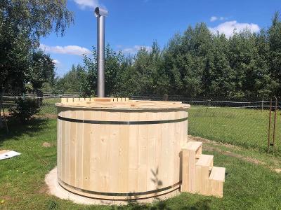 Dřevěná koupací káď horký sud hot tub včetně příslušenství 180cm BK180