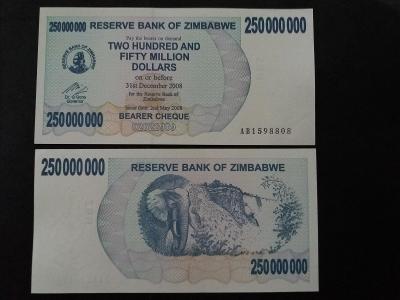250 MILLION DOLLARS - ZIMBABWE 2008 - Afrika - UNC !!!.