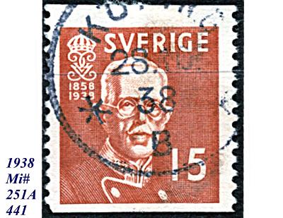 Švédsko 1938, král Gustav V., narozeninová emise