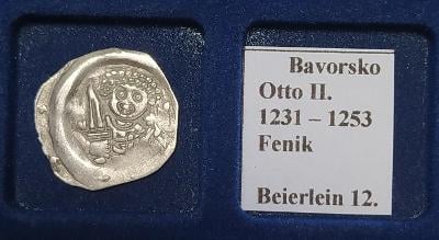 50A273  Bavorsko Otto II. 1231- 1253, fenik- Beierlein 12, mimořádný