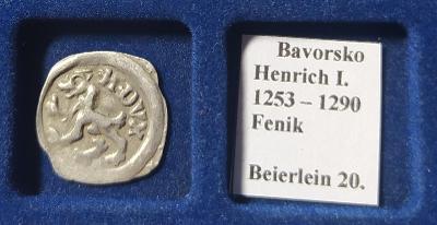 50A299 Bavorsko Henrich I. 1253 - 1290, fenik- Beierlein 20, mimořádný