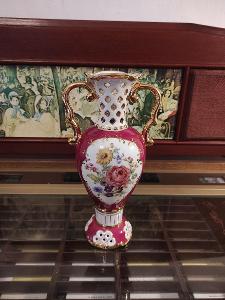 Stará krásná porcelánová Amfora dvojitá prolamovaná - Royal Dux - 29cm