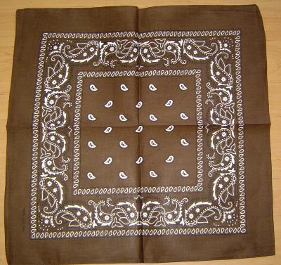 Hnědý čtvercový šátek Paisley 53 x 55 cm 100% bavlna