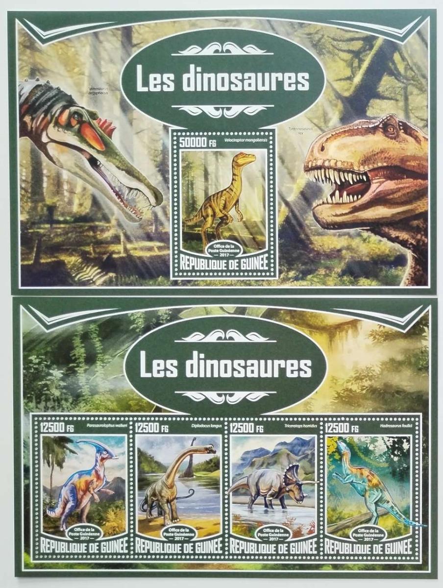 Guinea 2017 40€ Dinosaury a pravekí jašteri, Fauna praveku - Tematické známky