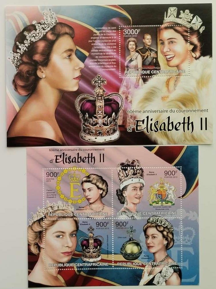 Stredoafrická republika 2013 30€ Alžbeta II. a 60 rokov jej korunovácie - Filatelia