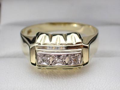 Zlatý Art deco prsten s brilianty
