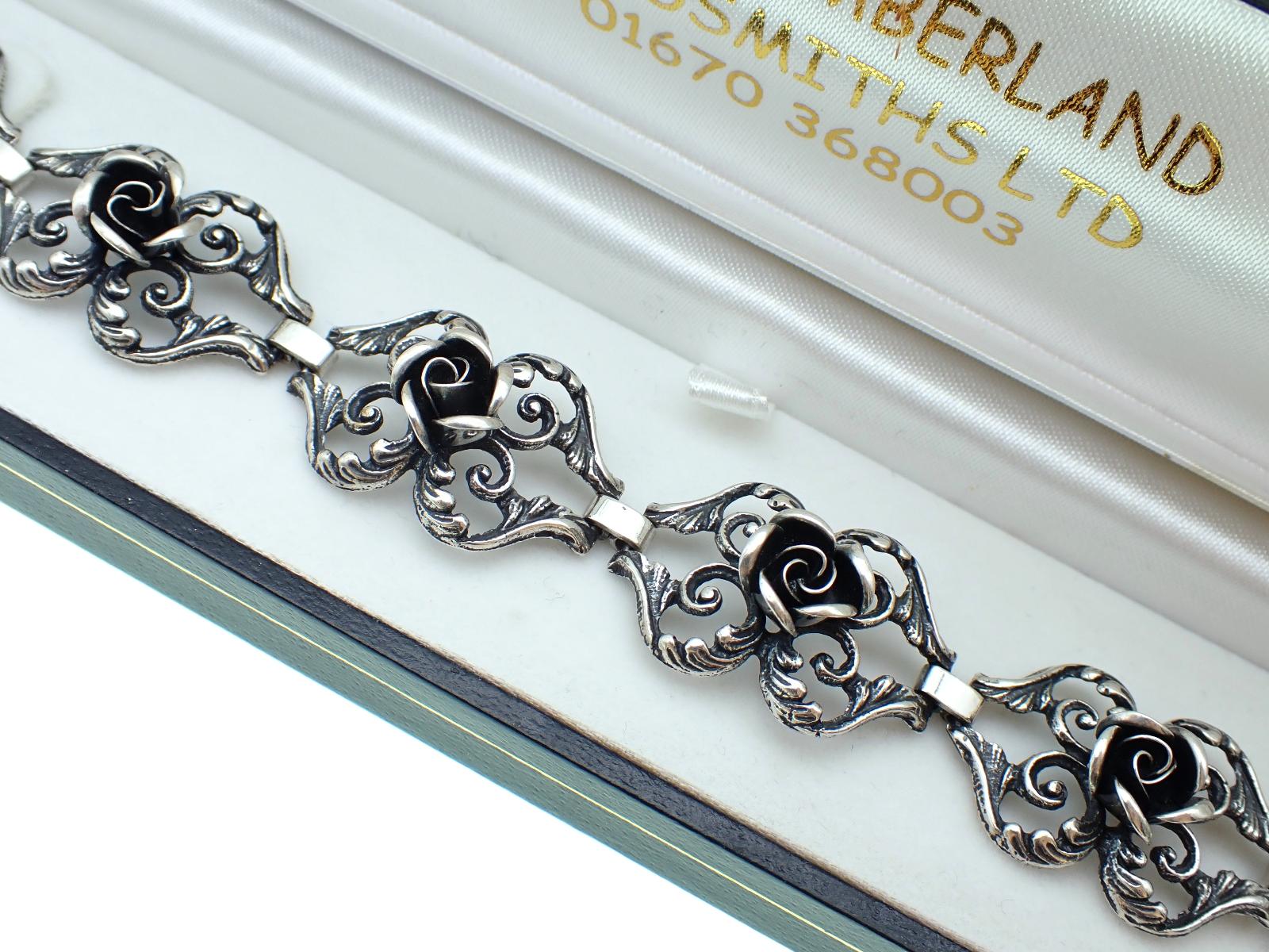 Stříbrný vintage náramek- růže - Starožitné šperky
